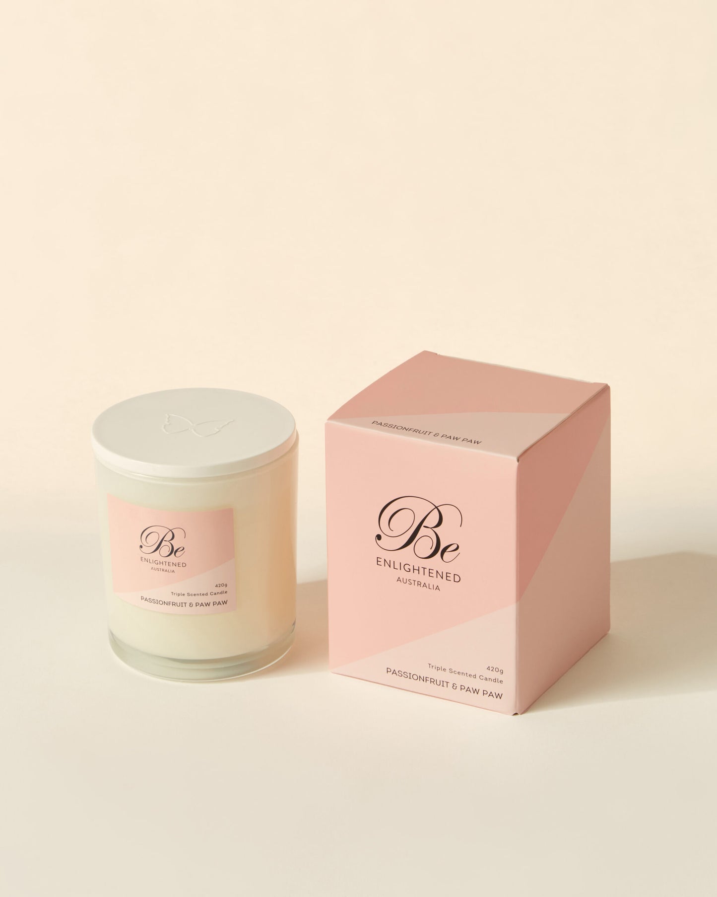 Be Enlightened- Passionfruit & Paw Paw Elegant Triple Scented Candle 2 Wick 420g