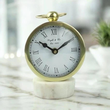 ROUND GOLD CLOCK WHITE MARBLE
