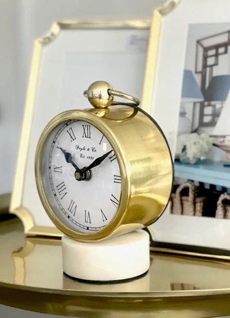 ROUND GOLD CLOCK WHITE MARBLE