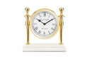 ROUND COLUMN CLOCK WHITE MARBLE BASE: GOLD