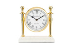 ROUND COLUMN CLOCK WHITE MARBLE BASE: GOLD