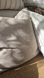 Soft taupe cushion w/ feather filled insert