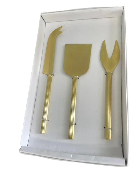 SET 3 CHEESE SET GOLD RIBBED
