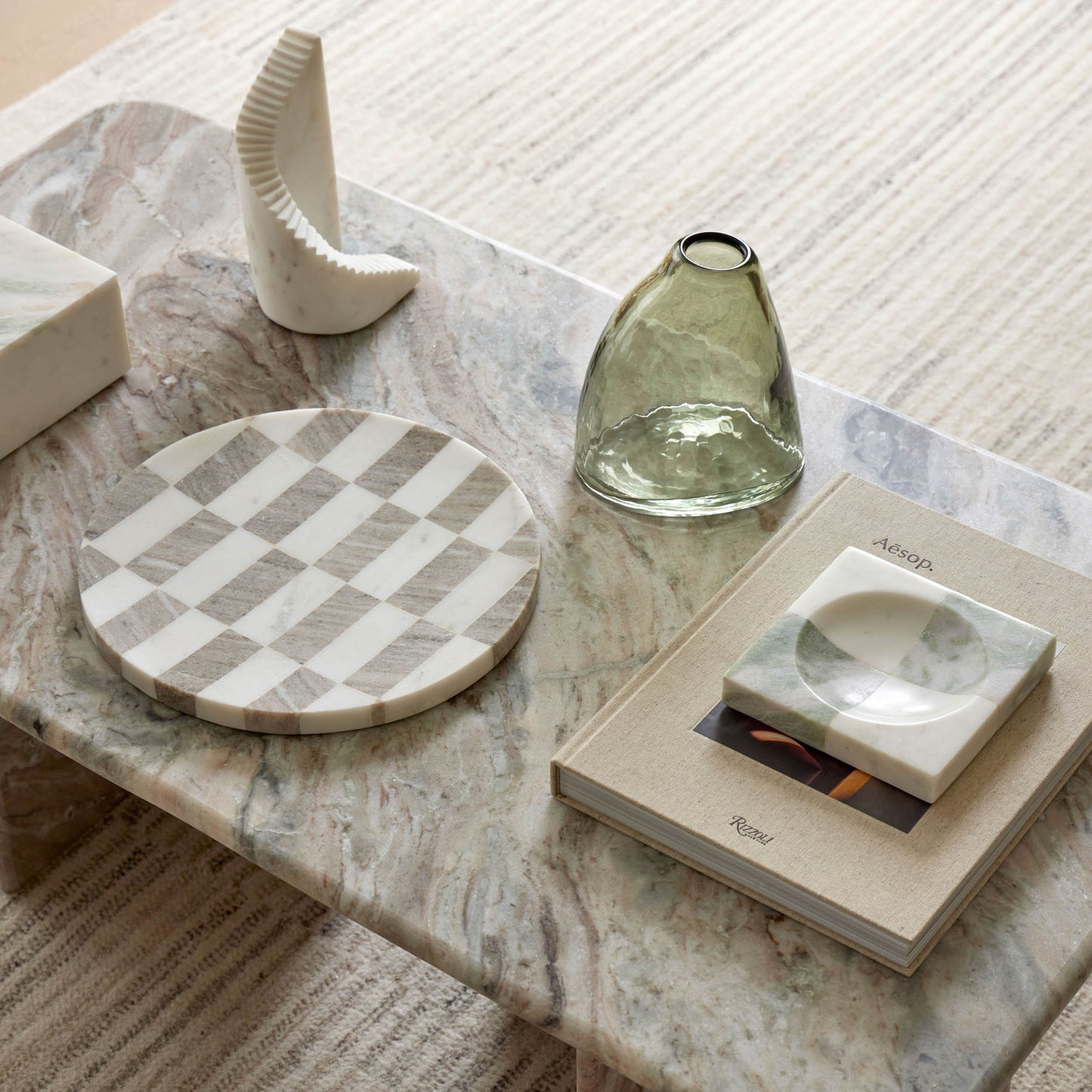 Sachi Check Tray White & Beige