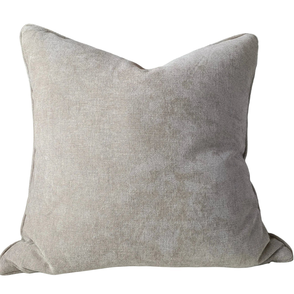 Soft taupe cushion w/ feather filled insert