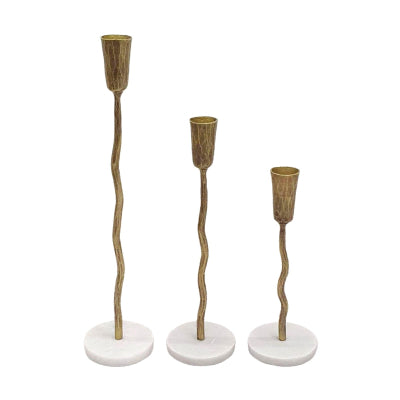 Marble & Gold S/3 Taper Holder