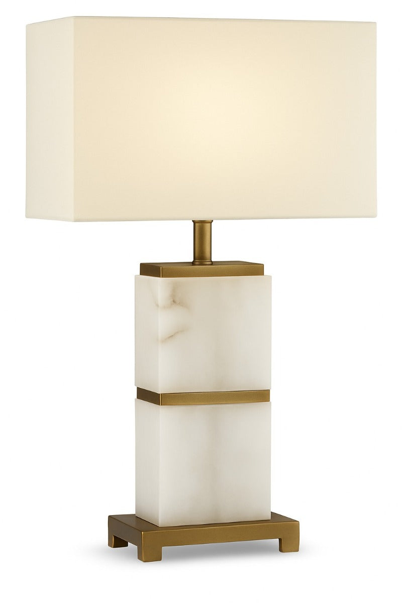 Mirror Hall H70CM Solid White Marble Lamp With Shade