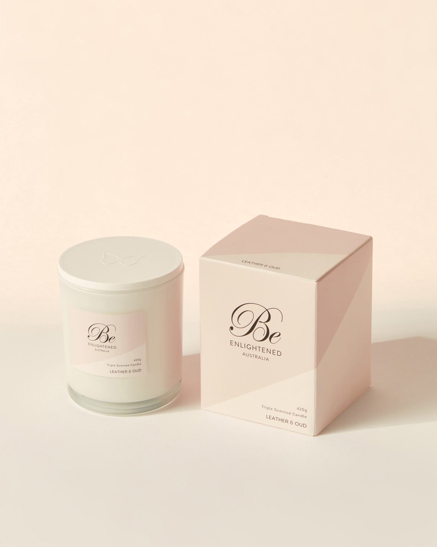 Be Enlightened- Leather & Oud Triple Scented Candle 2 Wick 420g