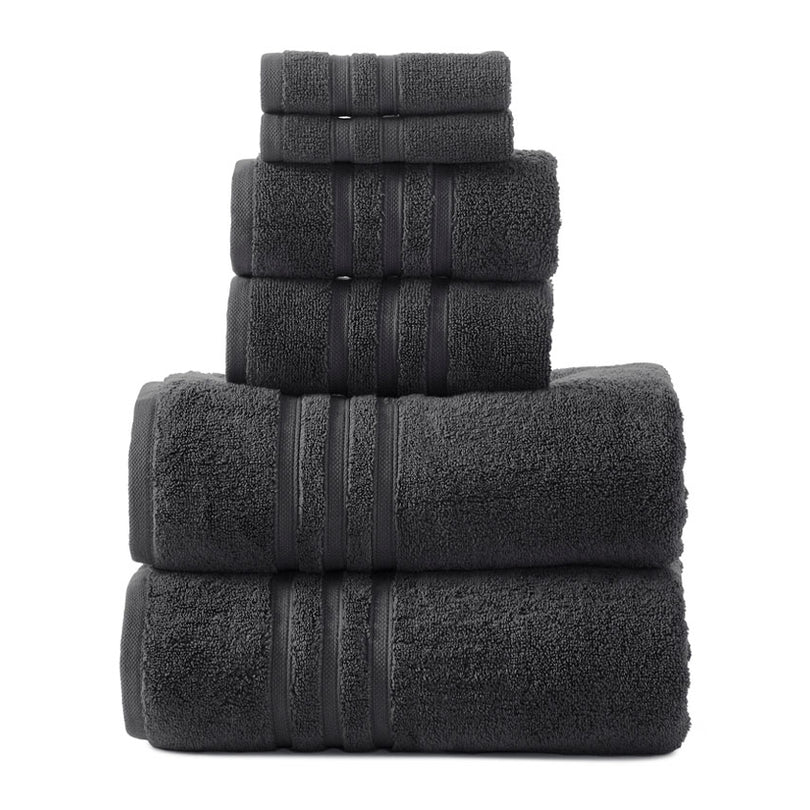 LOGAN AND MASON LIFESTYLE Super Duet 6 Piece 575GSM Cotton Towel Set Charcoal