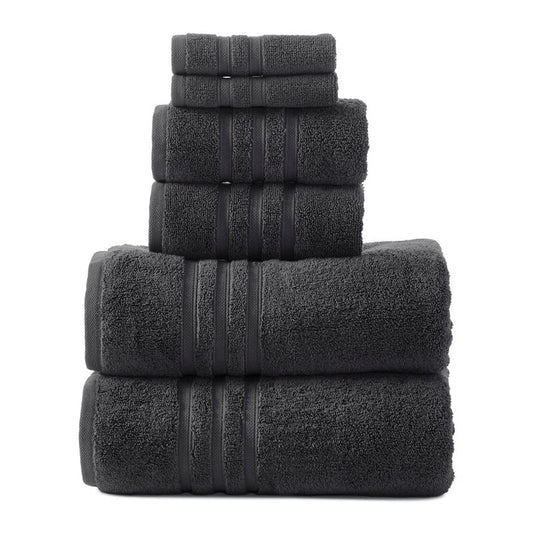 LOGAN AND MASON LIFESTYLE Super Duet 6 Piece 575GSM Cotton Towel Set Charcoal