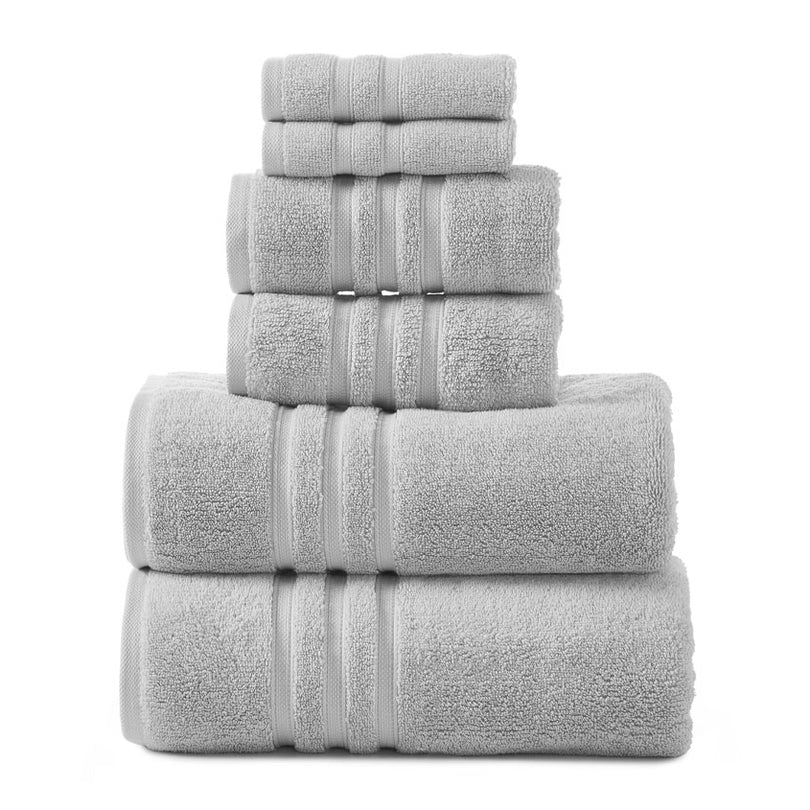 LOGAN AND MASON LIFESTYLE Super Duet 6 Piece 575GSM Cotton Towel Set Silver